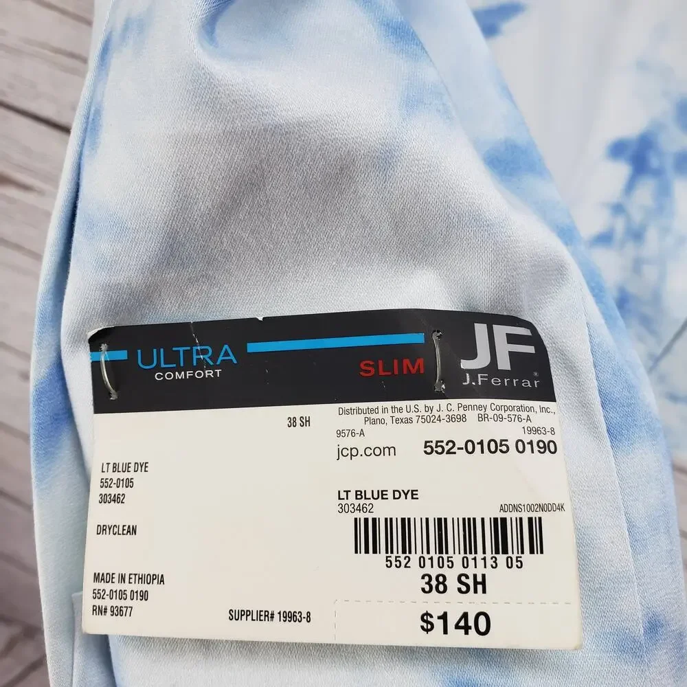 J.Ferrar New Men's Blue Dye Slim Fit Ultra Comfort Blazer Jacket Size 38S